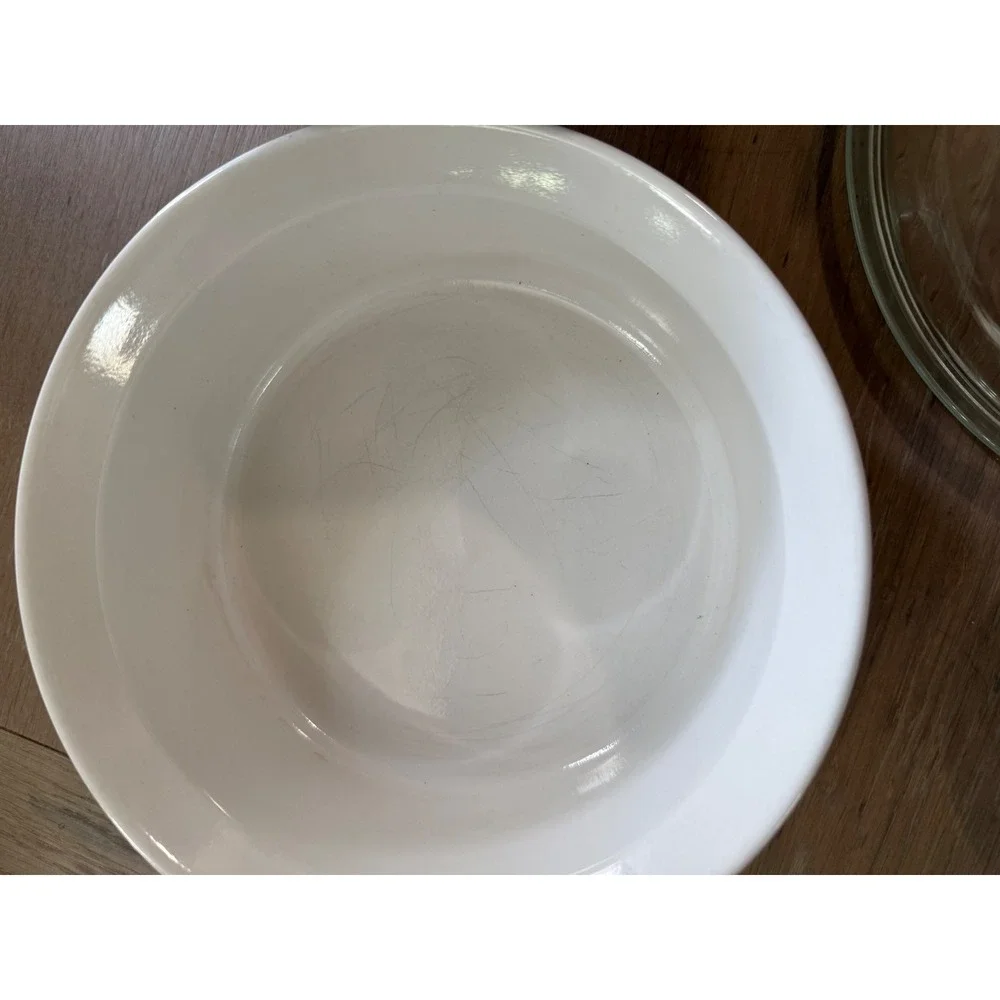 CorningWare French White Casserole Dish Set 3 Piece Stoneware with Glass Lids
